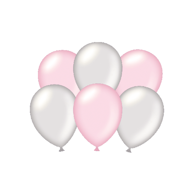 Metallic zilver en roze ballonnen 6 stuks