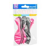 Metallic zilver en roze ballonnen 6 stuks