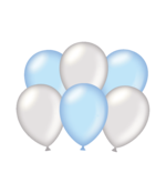 Metallic zilver en blauwe ballonnen, 6 stuks