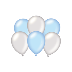 Metallic zilver en blauwe ballonnen, 6 stuks