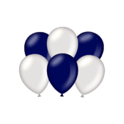 Metallic blauwe en zilveren ballonnen 6 stuks