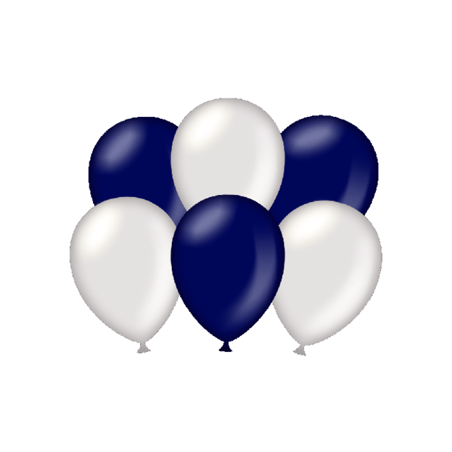 Metallic blauwe en zilveren ballonnen 6 stuks