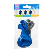 Metallic blauwe en zilveren ballonnen 6 stuks