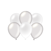 Metallic zilveren en witte ballonnen 6 stuks
