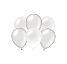 Metallic zilveren en witte ballonnen 6 stuks