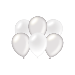 Metallic zilveren en witte ballonnen 6 stuks