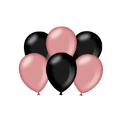 Metallic rose goud en zwarte ballonnen - 6 stuks