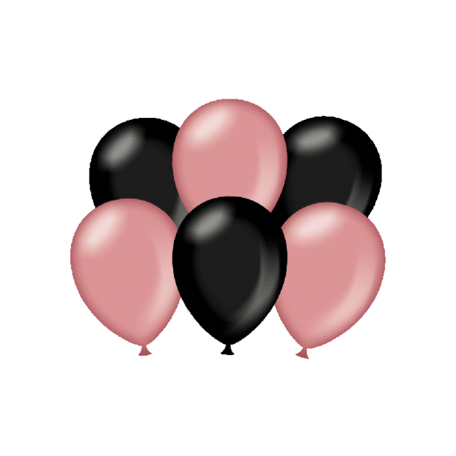 Metallic rose goud en zwarte ballonnen - 6 stuks
