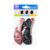 Metallic rose goud en zwarte ballonnen - 6 stuks