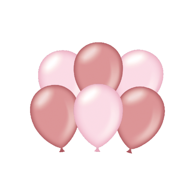 Metallic roze en rose goud ballonnen - 6 stuks