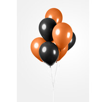 Zwarte en oranje ballonnen 30cm 10 stuks