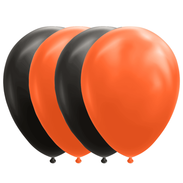 Zwarte en oranje ballonnen 30cm 10 stuks