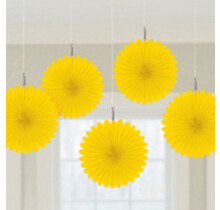Fan decoratie Sunshine Yellow - 5 stuks