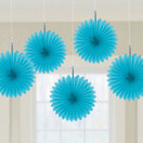 Fan decoratie Caribbean Blauw - 5 stuks