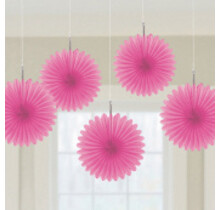 Fan decoratie Bright Pink - 5 stuks