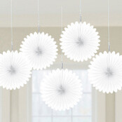 Fan decoratie Frosty White - 5 stuks