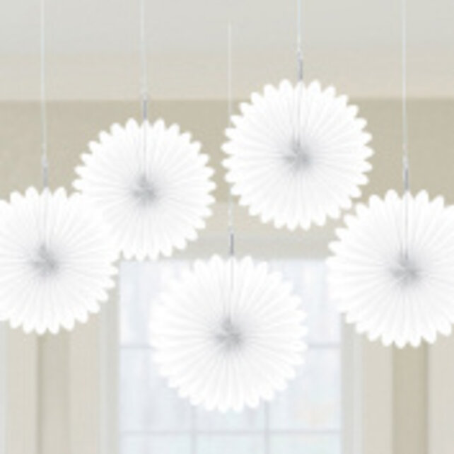 Fan decoratie Frosty White - 5 stuks