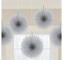 Fan decoratie Zilver - 5 stuks