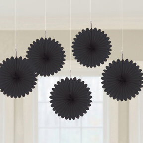 Fan decoratie Zwart - 5 stuks