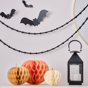 Zwarte kralen halloween slinger - 3 meter