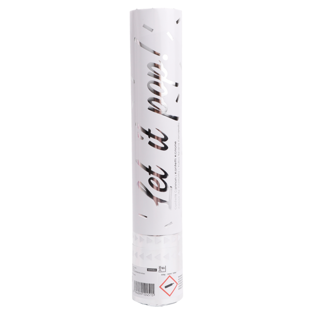 Confetti kanon zilver metallic - 28cm