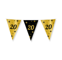 Party vlaggen 20 jaar Goud Zwart - 10 meter