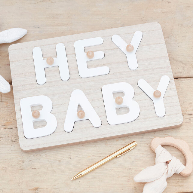 Babyshower gastenboek Hey Baby - puzzel
