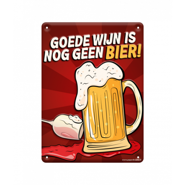 Metalen bord goede wijn