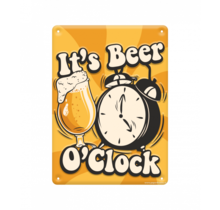 Metalen bord beer o'clock