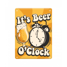 Metalen bord beer o'clock