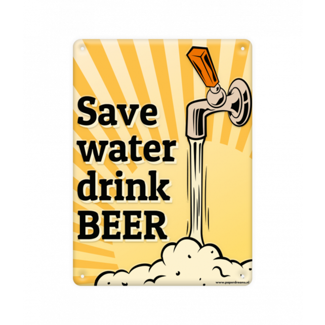 Metalen bord save water