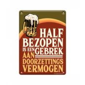 Metalen bord half bezopen