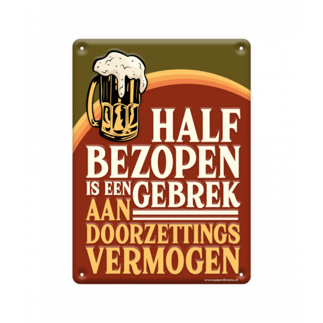 Metalen bord half bezopen