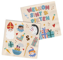 Servetten 'Welkom Sint & Pieten' - Sint en Pieten - 12,5 x 12,5 cm - 20 stuks