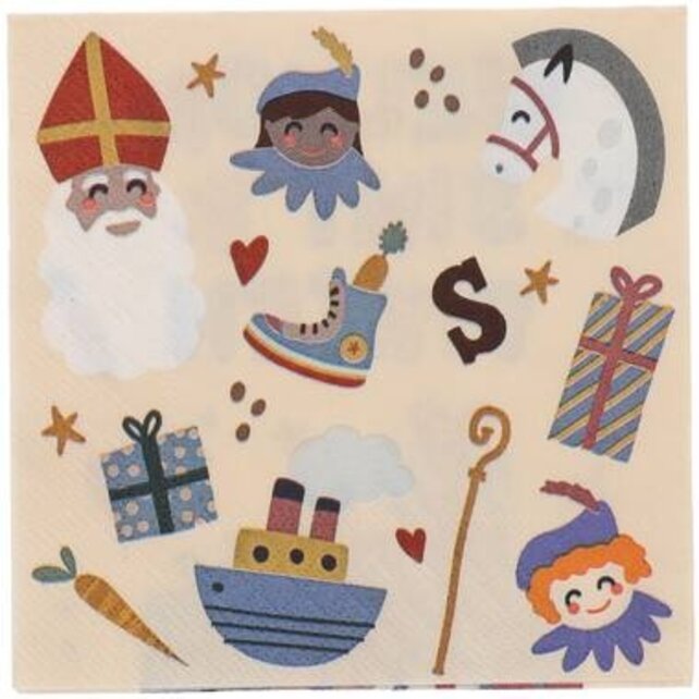 Servetten 'Welkom Sint & Pieten' - Sint en Pieten - 12,5 x 12,5 cm - 20 stuks
