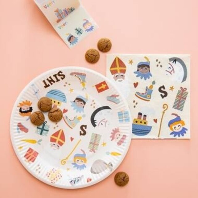 Papieren borden - Sint en Pieten - 18 cm - 8 stuks