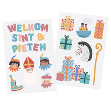 Raamstickers 'Welkom Sint & Pieten' - Sint en Pieten - met 13 stickers