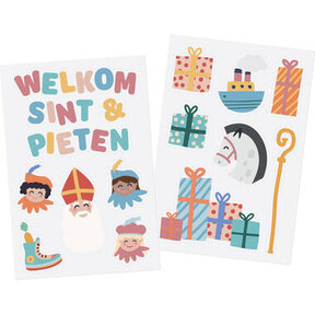 Raamstickers 'Welkom Sint & Pieten' - Sint en Pieten - met 13 stickers
