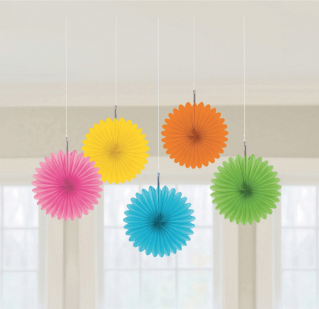 Fan decoratie Multikleur - 5 stuks