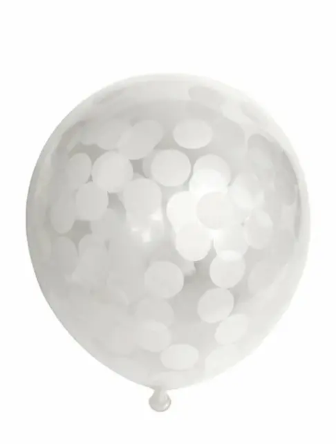 Ballonnen Confetti Wit - 6 stuks - 30cm