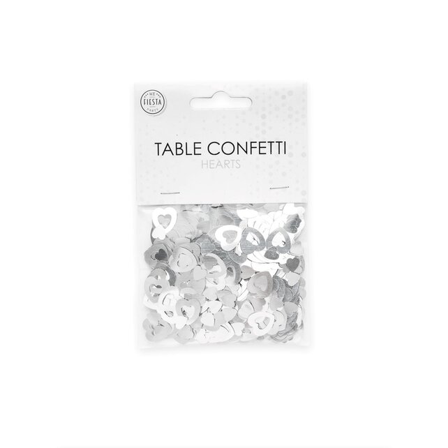Tafelconfetti open hart zilver