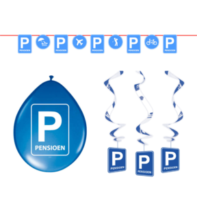 Pensioen Parkeerbord Versiering pakket - S
