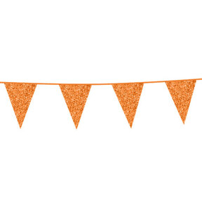 Glitter vlaggenlijn Oranje - 6 meter