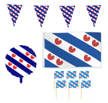 Friesland feestpakket M – vlag, ballon & 50 prikkers in Friese stijl