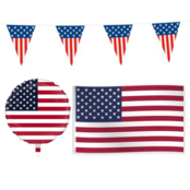 Amerika feestpakket S – vlaggenlijn, gevelvlag & folieballon