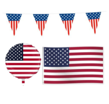Amerika feestpakket S – vlaggenlijn, gevelvlag & folieballon