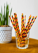 Papieren rietjes geel, zwart, rood 20 stuks