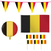 België feestpakket M – vlaggen, ballon & 50 Belgische prikkers