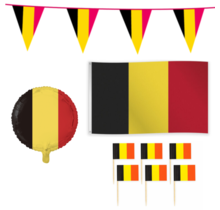 België feestpakket M – vlaggen, ballon & 50 Belgische prikkers