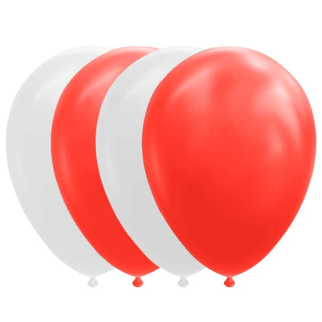 Ballonnen Rood & Wit - 10 stuks - 30cm